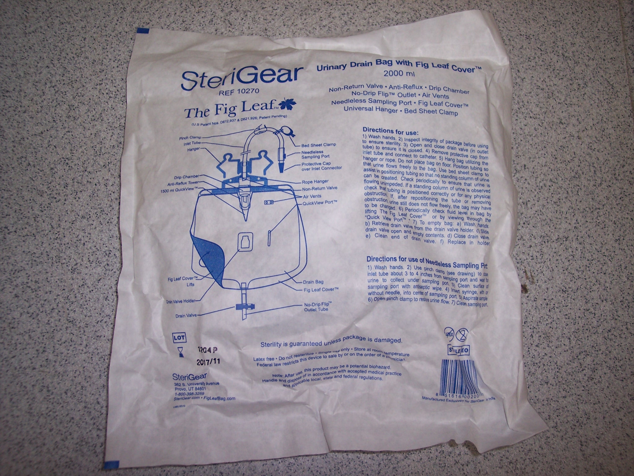 SteriGear 10270 Fig Leaf Urinary Drain B
