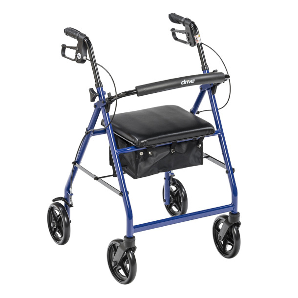 Drive Medical R728BL Foldable Rollator Walker with Seat, Blue - New