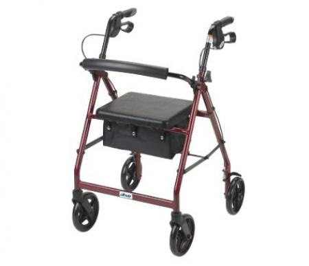 Drive Medical R728RD Foldable Rollator Walker with Seat, Red - New