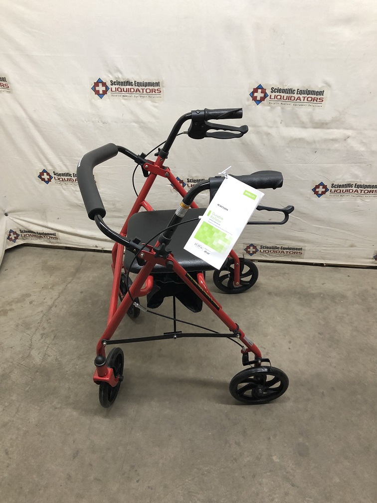 McKesson Medical 145-10257RD-1 Foldable Rollator Walker with Seat, Red - New